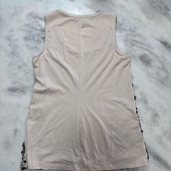 White House Black Market Womens Tops Gold Sequin Sleeveless Tank Medium - Picture 3 of 3